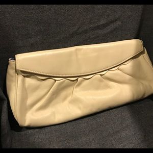 LAUREN MERKIN Buttercream Leather Oversize Clutch
